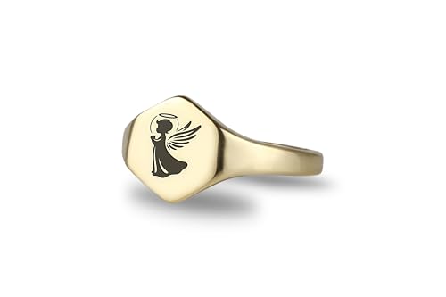 Bague ange or 14k de protection et chevalière religieuse homme femme