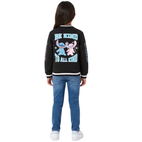 Image of Disney Stitch Angel Girls Varsity Jacket Bomber Coat Pink Sizes 4-16