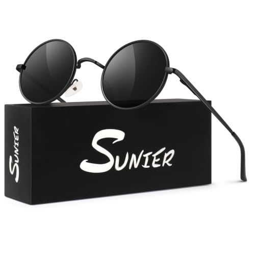 Sunier Round Sunglasses Men Womens Shades Polarized Retro Circle UV400 Sun Glasses