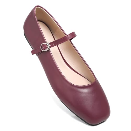 Image of LUXINYU Women's Slip on Flats,Classy Round Toe Solid Classic Mary Jane Ballet Dance Shoes Soft Comfortable PU Flat Shoes