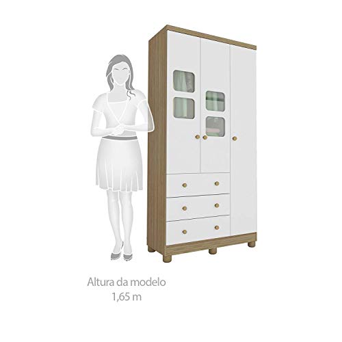 Quarto Completo com guarda Roupa 3 portas e minicama Uli e Cômoda Júnior simples Peroba Móveis