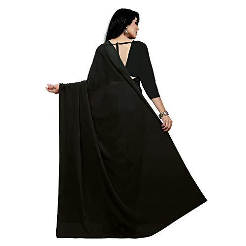 Image of StyleScope Women's Plain Georgette Saree With Georgette Plain Matching Unstitched Blouse Piece (Plainn)