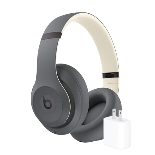 Image of Beats Studio Pro Bluetooth Noise Cancelling Headphones with Apple 20W USB-C Power Adapter - Sand Gray