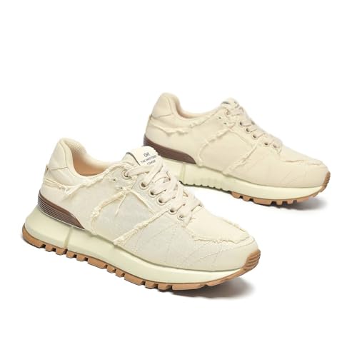 BEAU TODAY Platform Denim Sneakers for Women, Womens Chunky Canvas Sneakers, Fashion Comfortable Causal Walking Running Tennis Shoes4