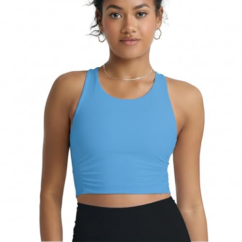 Image of POPSUGAR Sports Bras for Women - Y Back, High Neck, Strappy & Long Line Padded Racerback Bra Workout Yoga Top Racer Back Bra