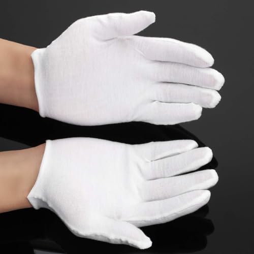 Image of SATINIOR Cotton Gloves Bulk Stretchy Work Inspection Gloves for Women Men Dry Hands Handling Art Coin Jewelry