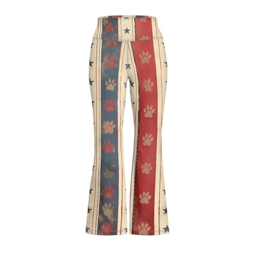 American Flag Girl's Flare Leggings Casual Dog Paw High Waist Yoga Pants Bootcut Pants Kids Dance Bell Bottoms Leggings2