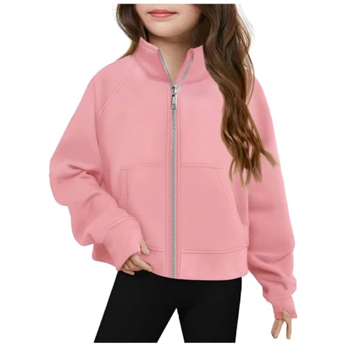 Sweatshirt for Teen Girls Zip up Y2k Long Sleeve Hoodies Loose Casual Jacket Cute Kids Preppy Clothes with Thumb Hole