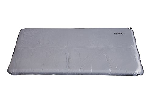 DERYAN Självuppblåsbar campingsängsmadrass – stödjer ditt barn – 120 cm x 60 cm – tjock, vikbar, andningsbar – mindre än 1 kg – tvättbar Oeko-Tex certifierad bomull – grå