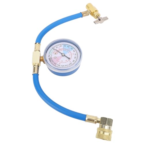 Kit de manguera para recarga de aire acondicionado AC con manómetro, válvula dispensadora de lata de 1/2 pulgada y acoplador rápido R134A para sistema de refrigeración de automóvil miniatura 5