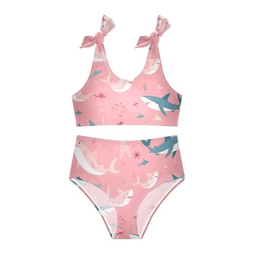 KLL Fish sea Pink Background Girls' Two Piece Bikini Sets Quick-Dry Beach Bathing Suit Bathing Suit3