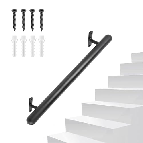 SUPAWAY Pasamanos metálico 66 cm Barandilla de acero inoxidable Pasamanos accesible – Asidero de pared Ø32 mm Juego de barandilla – Agarres de seguridad para balcón, parapeto, interior/exterior