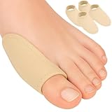 VIVEsole Bunion Cushion Protector for Women & Men (4 Pack) - Big Toe Pad for Pain Relief - - Soft Gel Separator, Straightener, Corrector, Orthopedic Support - Fabric Spacer Brace for Hallux Valgus