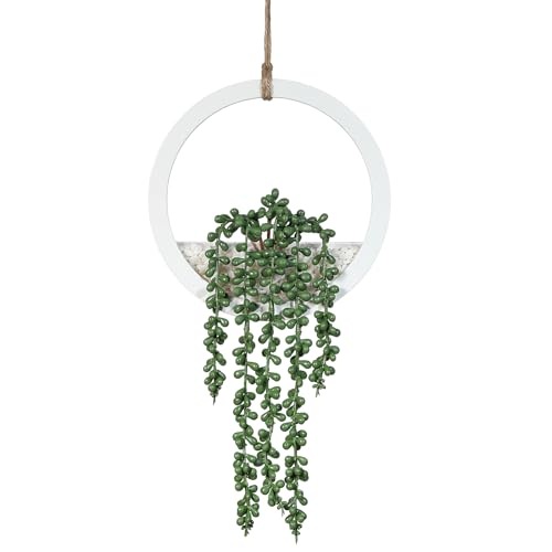 Floweroyal Hängepflanze Künstlich Fensterdeko Hangend Künstliche Pflanzen Künstliche Sukkulenten zum Aufhängen Kunstpflanze Hängend fur Drinnen und Draußen Wanddeko Home Decoration(Weiß)