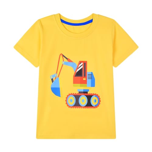 Image of HILEELANG Toddler Boy Short Sleeve Tee Shirts Summer Cotton Casual Graphic Crewneck Tshirt Packs