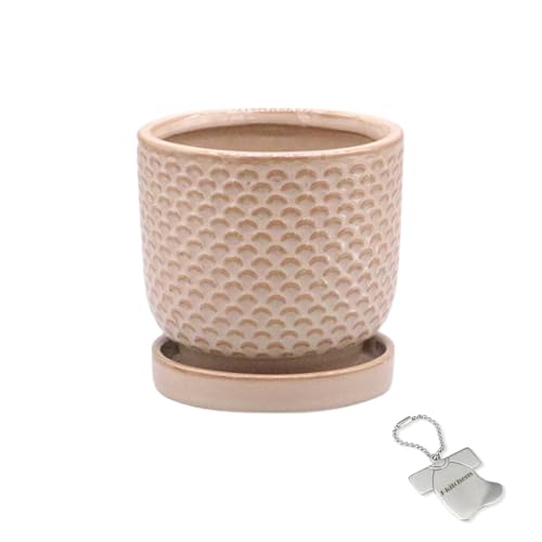 J-kitchens Select 置物 花瓶 陶器 植木鉢 網目 デザイン ポット ブラウン S Φ10xH9.5cm オリジナルタグ付 P-565010