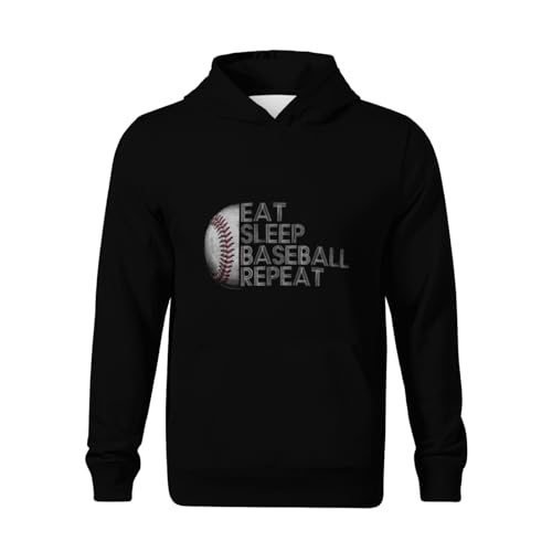 Kids Eat Sleep Baseball Repeat Baseball Player Funny Baseball Boys Girls Lightweight Kangaroo Pocket Hoodies2