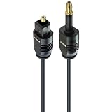 PremiumCord Optyczny kabel audio mini Toslink 3,5 mm do Toslink - 1m, męski do męskiego, kabel cyfrowy do systemu stereo HiFi Sounbar TV, HQ audio, pozłacany, kolor czarny 1 m