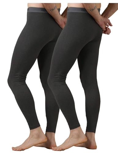 LAPASA Mallas Termicas Hombre 2Pack – Pantalon Interior de Invierno para el Frío Leggings Medio-Cálido M56,M,Gris Oscuro