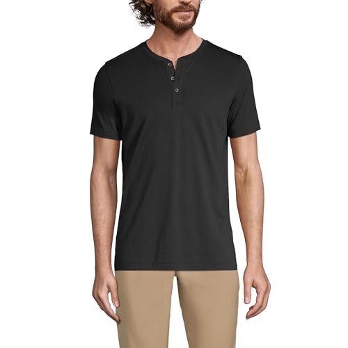 Lands' End Men's Short Sleeve American-Grown Supima Cotton Jersey Henley