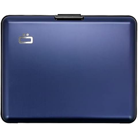 Ögon Smart Wallets - Big Stockholm Aluminium Wallet - RFID Blocking Card Holder - Up to 10 Cards and Banknotes - Navy Blue Cover