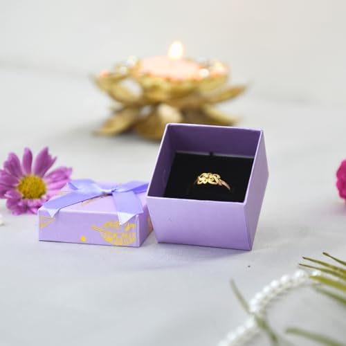 Image of Ring Box Small Gift Boxes Sturdy Cardboard Cube Box for Jewelry Pendant (2, Sky Blue & Pink)