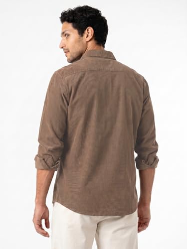 Image of Urbano Fashion Men's Corduroy Full Sleeve Regular Fit Solid Overshirt with Utility Pockets