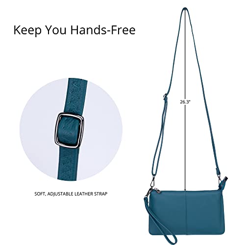 Image of Bveyzi Genuine Leather Wristlet Purses for Women, Envelope Clutch Wallet Small Crossbody Bags for Dressy Evening