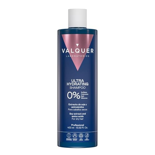 VALQUER Champú Ultra Hidratante Fórmula Zero | Nutre, Repara y Suaviza el Cabello Muy Seco | Antifrizz y Brillo con Extracto de Soja y Keratina | Vegano | 400 ml