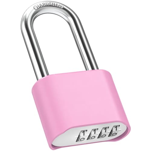 Image of Diyife Outdoor Weatherproof Combination Padlock, 2.44in Long Shackle Combination Padlock, [Design of Hidden Password] High Security for Sheds Fence, Locker, Home, School, Garage, Garden, Pink