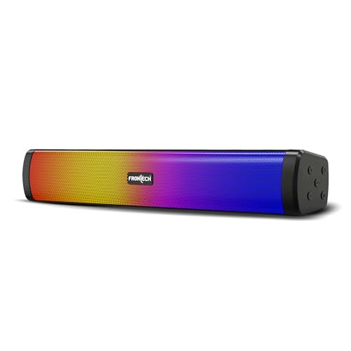 Image of FRONTECH ECHOLITE-181 Mini Soundbar Speaker with FM Radio /USB /TF /RGB Lights and Aux Support 10 W Bluetooth Speaker / 1200 mAh Battery, 1 Year Warranty (Black- SW-0181)