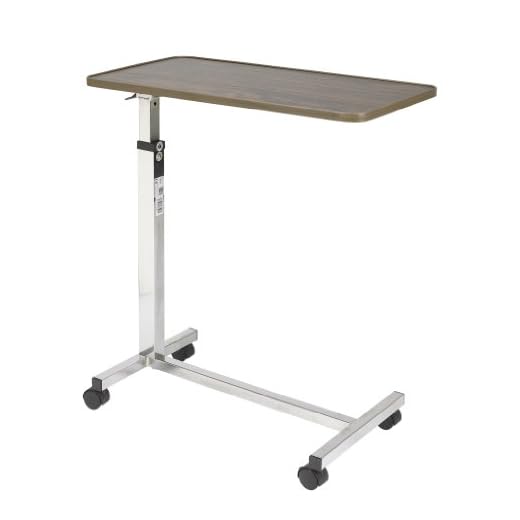 Drive Medical Tilt-Top Overbed Table with Wheels, Walnut