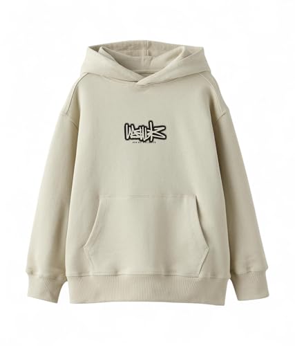 Image of Alan Jones Clothing Boys Oversize Hoodie with Placement Print | Full Sleeve Sweatshirt for Kids & Teens | Age 6-16 Years