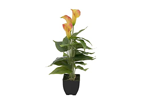 EUROPALMS Calla mini, Kunstpflanze, gelb orange, 43cm | Zimmerpflanze im...