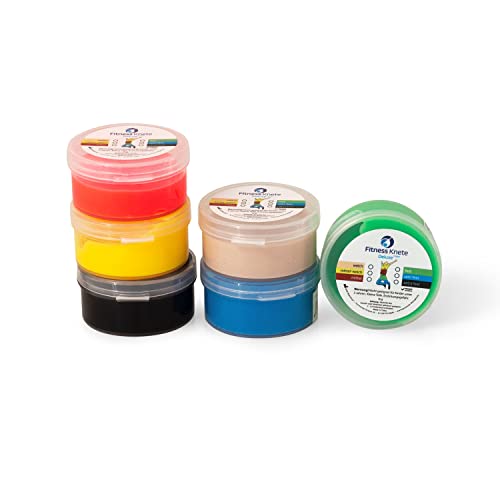 Fitness Knete Deluxe Color | Achtung 15 g Döschen | 6er Sparset | Probedöschen | Handtrainer | Kraftaufbau Cover