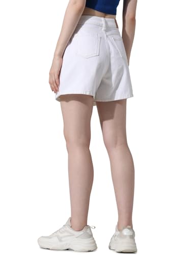 Image of ONLY Button Down Detailing High Rise Denim Mini Skorts