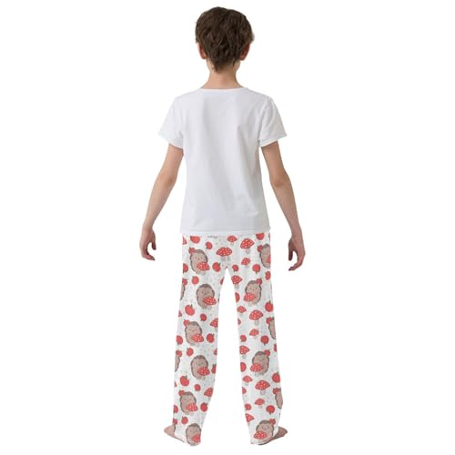 ZZXXB Hedgehog Fruit Mushroom Boys Long Pants Soft Trousers Elastic Waist Kids Lounge Bottoms with Pockets S-XL3