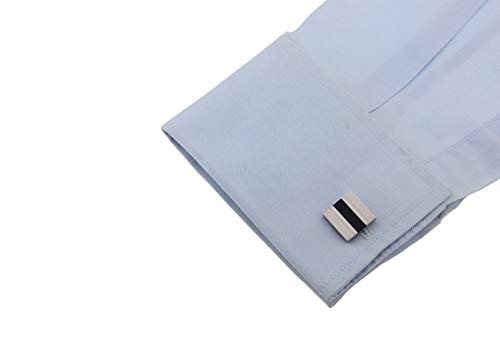Mancuernillas cuadradas plateadas para hombre elegante miniatura 3