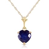 Galaxy Gold GG 14k 18" Solid Yellow Gold Heart-shaped Natural 1.55 Carat Sapphire Pendant Necklace