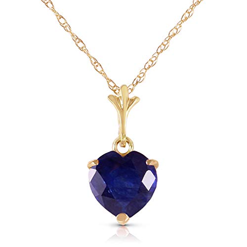 Galaxy Gold Gg 14K 18" Solid Yellow Gold Heart-Shaped Natural 1.55 Carat Sapphire Pendant Necklace #TOP5