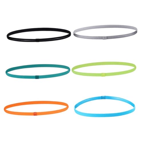 EXHUMKY Bandeaux de Sport Antidérapants Élastiques pour Femmes, Lot de 6 Couleurs Variées, Bandeaux Anti-Transpiration pour Yoga, Fitness et Course, Tailles Réglables