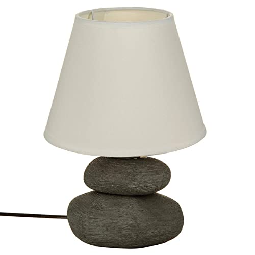 Atmosphera - Lampe Mer striée - céramique H30 cm - Gris