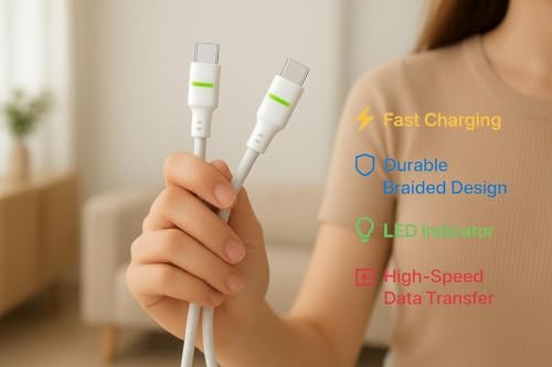 Image of 100W Fast Charging usb for OnePlus Nord 3 5G 256GB cable Original Like Charging Quick, Dash, Warp, Dart, Flash, Super Vooc C Data Sync Braided USB light - QM WHITE
