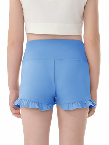 Haloumoning Short atlético feminino com babados V crossover cintura alta yoga dança shorts confortáv