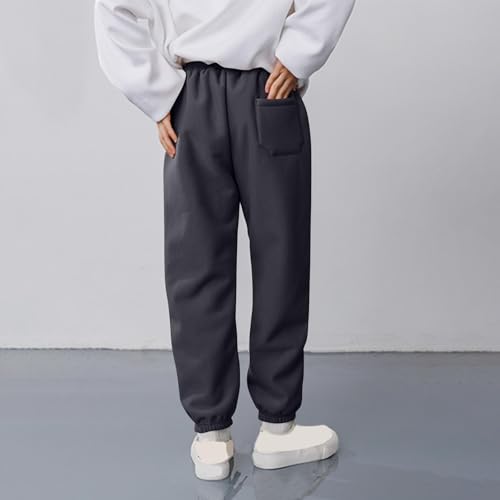 Kids Fleece Lined Sweatpants Elastic Waist Casual Joggers Loose Athletic Track Pants with Pockets for Girls Boys 2-15 Years4