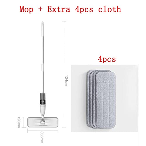 fregona Agua Spray MOP 360 Rotativo Handheld Hogar Limpieza Piso Mop Sweeper Mopping Polvo Cleaner mop (Color : Mop with 4pcs Cloth)