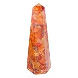 FASHIONZAADI Carnelian Hexagonal Crystal Point Orgone Wand Orgonite Positive Energy Generator...
