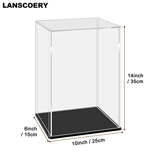 Lanscoery Clear Acrylic Display Case For Collectibles, Assemble Cube Display Box Stand Dustproof Protection Showcase For Action Figures Toys (10X6X14 Inch; 25X15X35 Cm) #TOP5