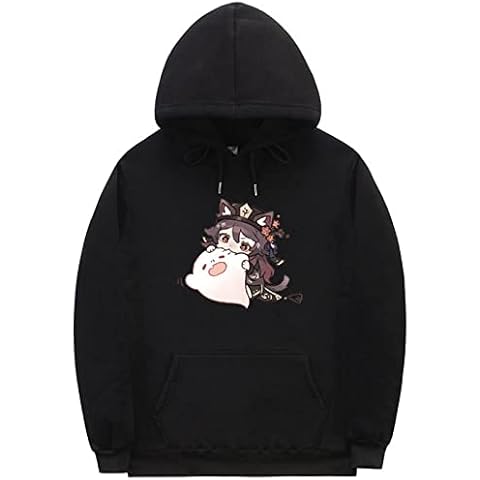 Genshin Impact Hoodie Hu Tao Long Sleeve Sweatshirt Genshin Impact Hu Tao Casual Hoodie Pullover Mens Womens Black Cover