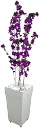 Planta Artificial Cerejeira 4 Hastes Rosa Com Vaso Grande(Roxa No Vaso Branco)